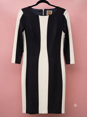 NUE Black & Cream Stripe Sheath Dress